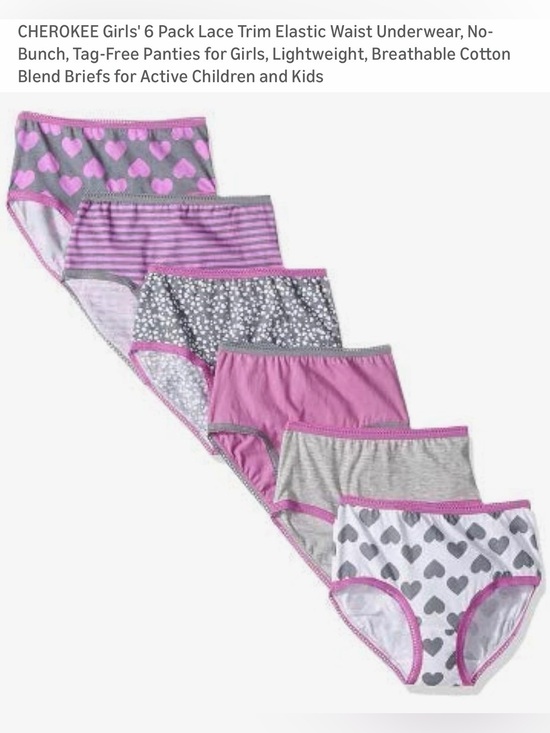 Cherokee Other - Cherokee Girls Pink & Gray Patterned Briefs - 6 Pack
